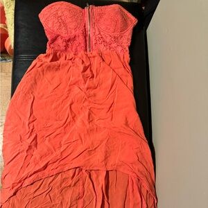 Orange tube top high low dress